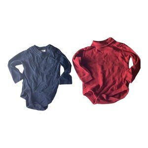 Kid Connection Bodysuit Baby Girls Long Sleeve Lot Of 2 Size 18M Red Blue Shirt